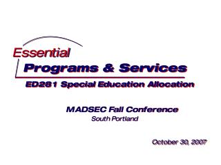 Programs &amp; Services ED281 Special Education Allocation