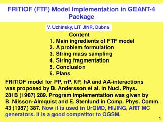 FRITIOF (FTF) Model Implementation in GEANT-4 Package