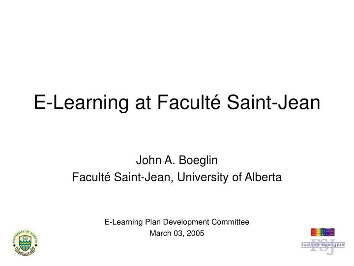 e learning at facult saint jean
