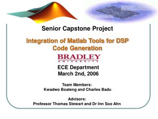 Senior Capstone Project Integration of Matlab Tools for DSP Code Generation