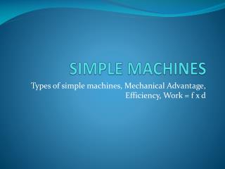 SIMPLE MACHINES