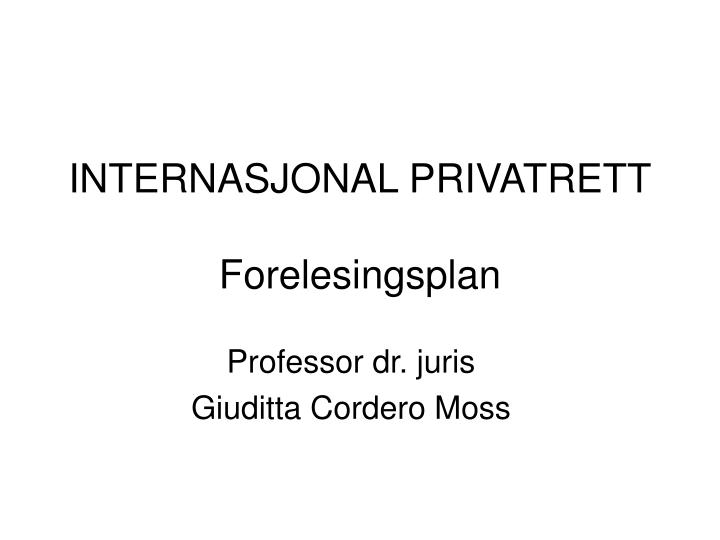 internasjonal privatrett forelesingsplan