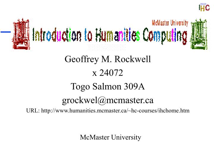 introduction to humanities computing