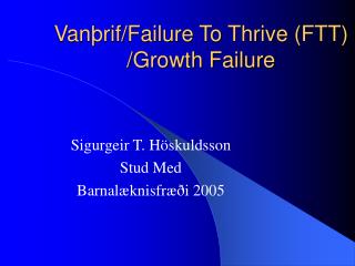 van rif failure to thrive ftt growth failure