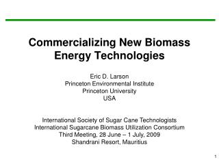 Commercializing New Biomass Energy Technologies