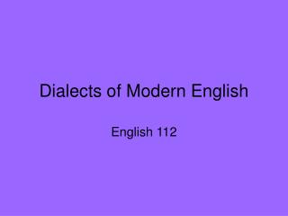 Dialects of Modern English