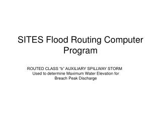 SITES Flood Routing Computer Program