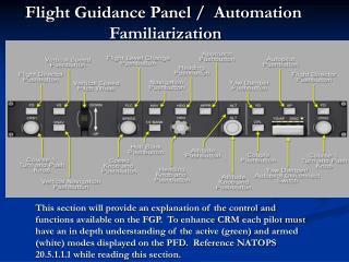 Flight Guidance Panel / Automation Familiarization