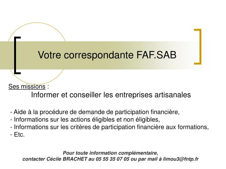 votre correspondante faf sab