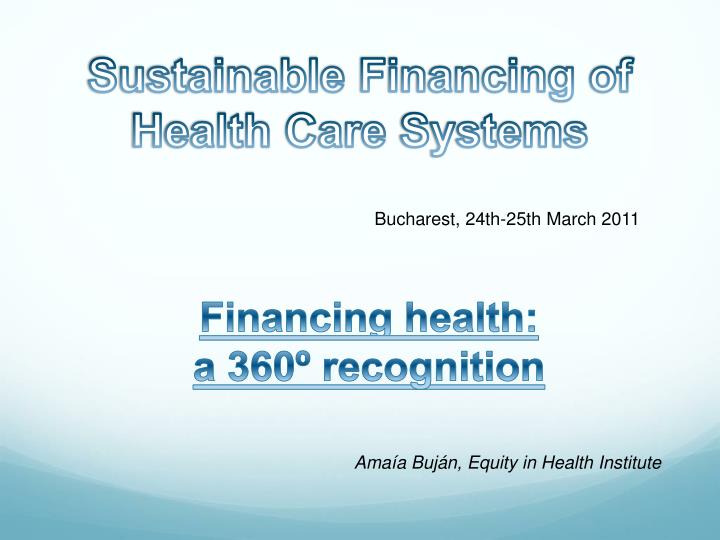 sustainable financing of health care systems