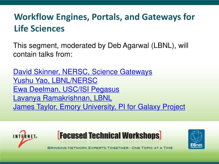 workflow engines portals and gateways for life sciences