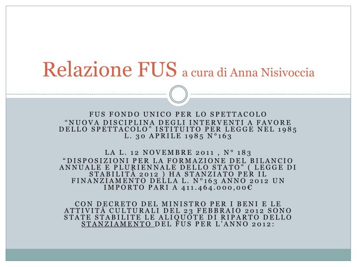 relazione fus a cura di anna nisivoccia