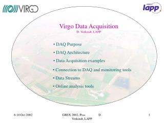 Virgo Data Acquisition D. Verkindt, LAPP