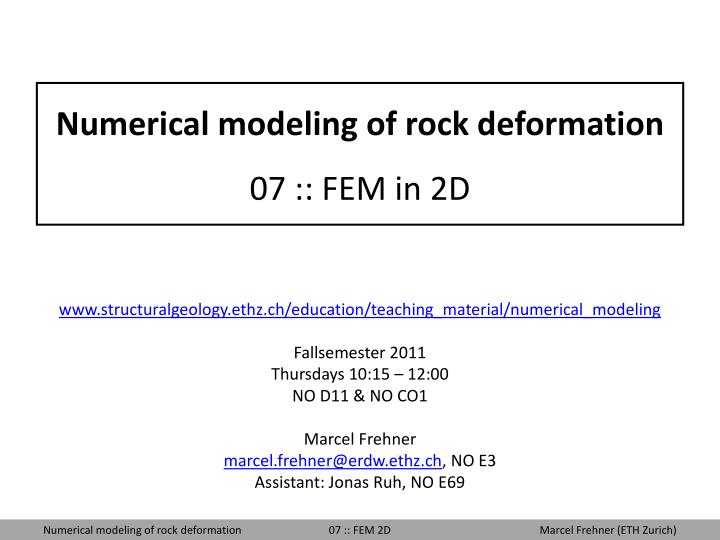 numerical modeling of rock deformation 07 fem in 2d