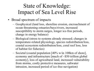 State of Knowledge: Impact of Sea Level Rise