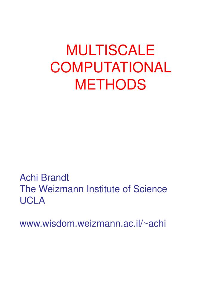 multiscale computational methods