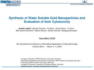 Synthesis of Water Soluble Gold Nanoparticles and Evaluation of their Cytotoxicity