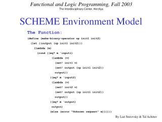 SCHEME Environment Model