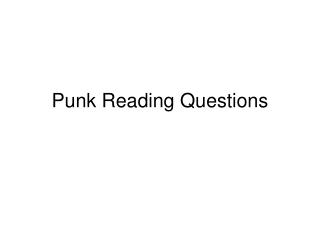 Punk Reading Questions