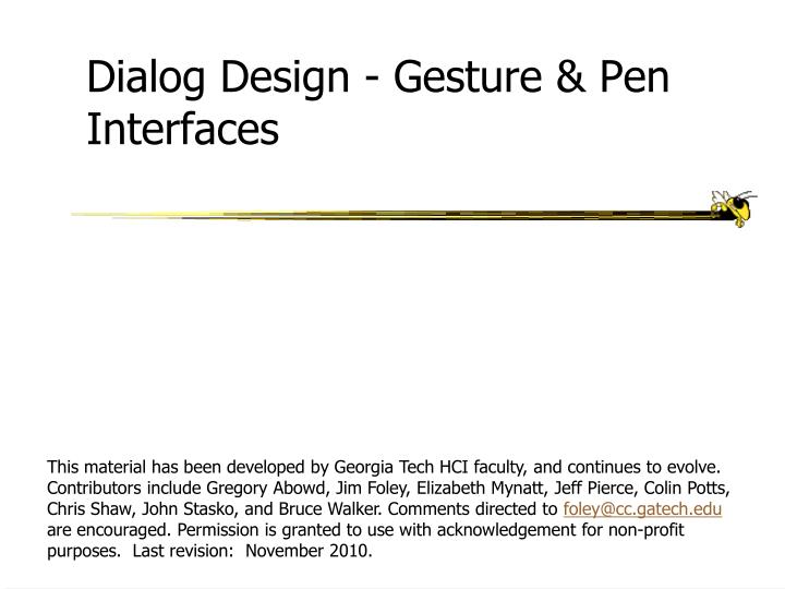 dialog design gesture pen interfaces