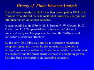 History of Finite Element Analysis