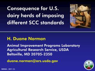 Consequence for U.S. dairy herds of imposing different SCC standards