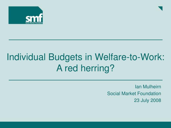 individual budgets in welfare to work a red herring