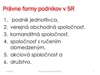 pr vne formy podnikov v sr