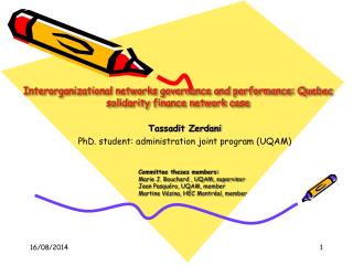 Interorganizational networks governance and performance: Quebec solidarity finance network case