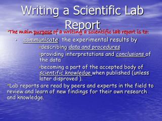 Writing a Scientific Lab Report