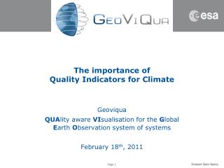 The importance of Quality Indicators for Climate