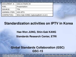 Standardization activities on IPTV in Korea