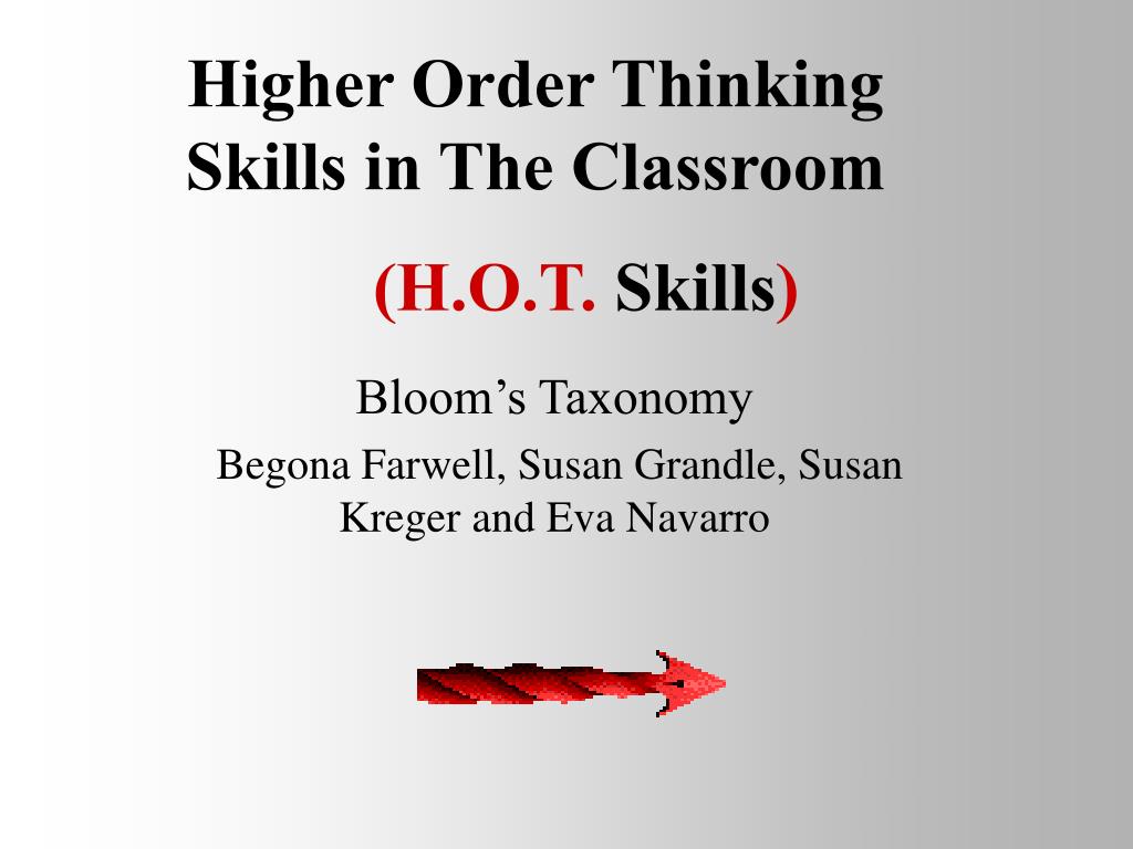 PPT - Higher Order Thinking Skills in The Classroom PowerPoint ...
