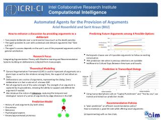 Automated Agents for the Provision of Arguments Ariel Rosenfeld and Sarit Kraus (BIU)