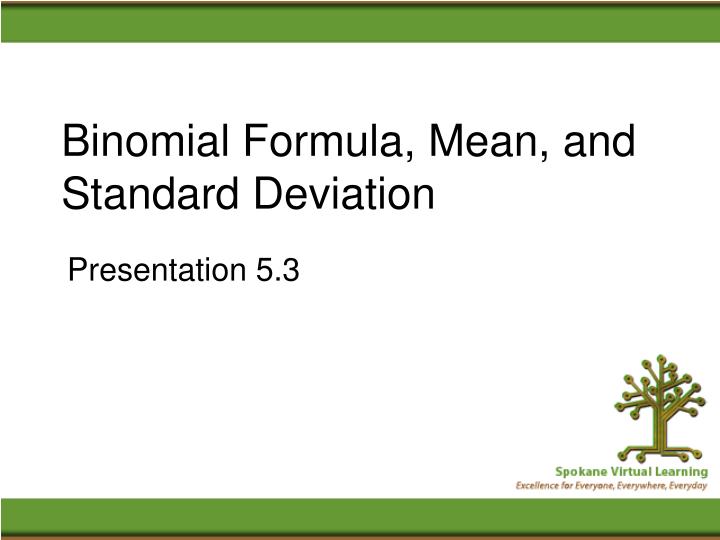 binomial formula mean and standard deviation