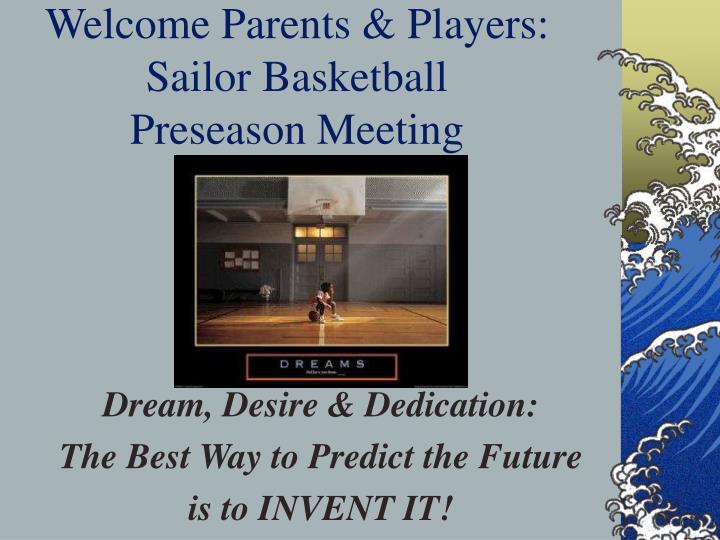 welcome parents players sailor basketball preseason meeting