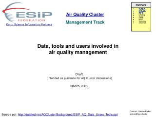 Data, tools and users involved in air quality management