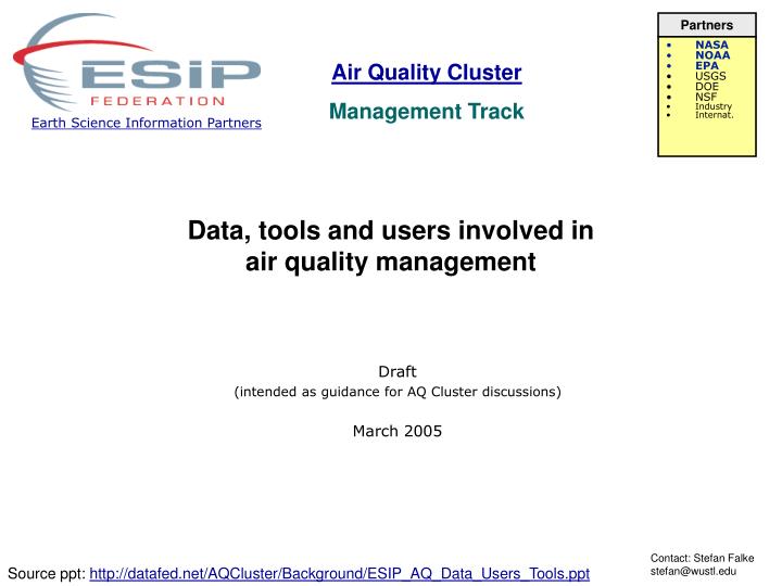 data tools and users involved in air quality management