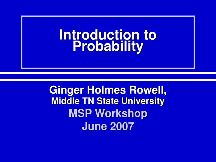 introduction to probability