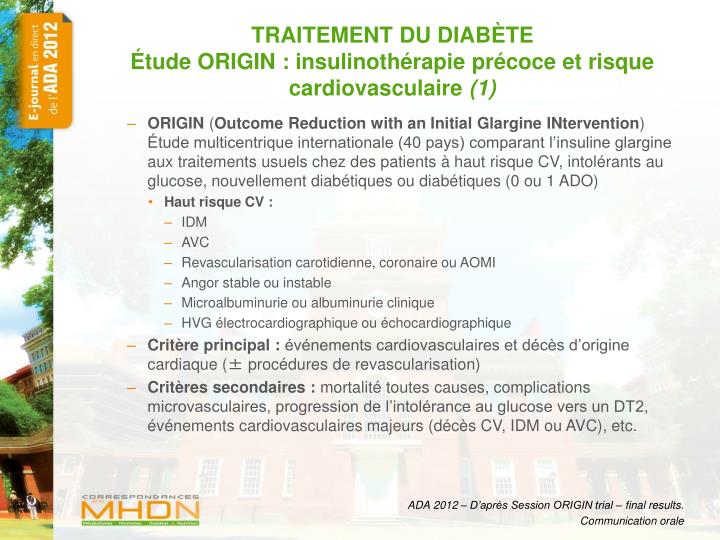 traitement du diab te tude origin insulinoth rapie pr coce et risque cardiovasculaire 1