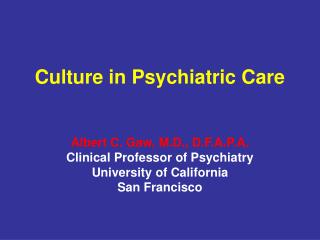 Culture in Psychiatric Care