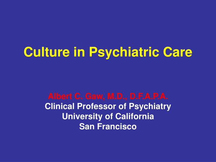 culture in psychiatric care