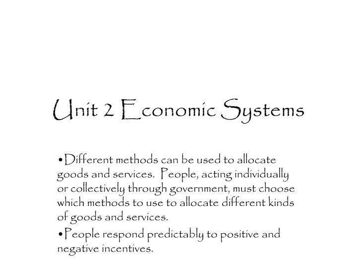 unit 2 economic systems