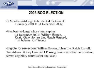 2003 BOG ELECTION