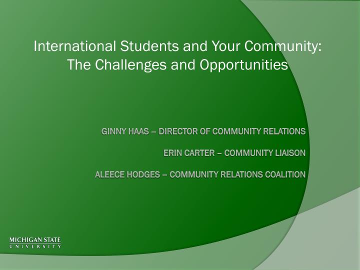 international students and your community the challenges and opportunities