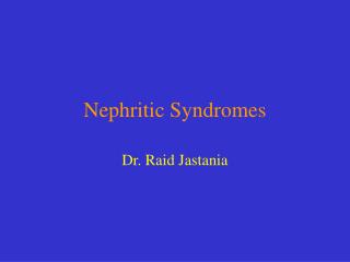Nephritic Syndromes