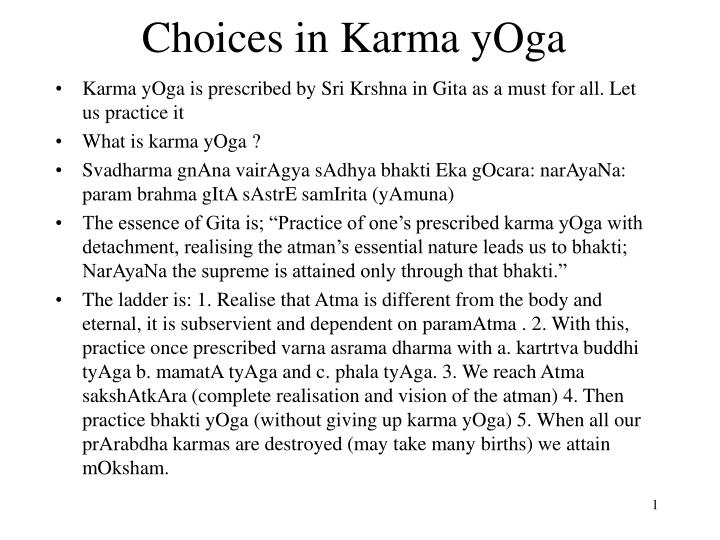 choices in karma yoga