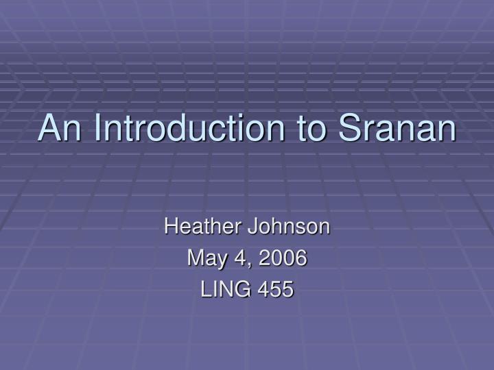 an introduction to sranan