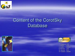 Content of the CorotSky Database