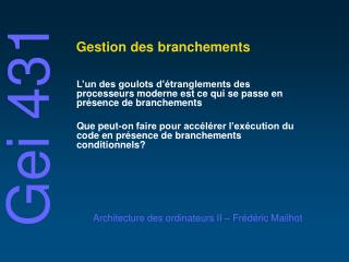 gestion des branchements